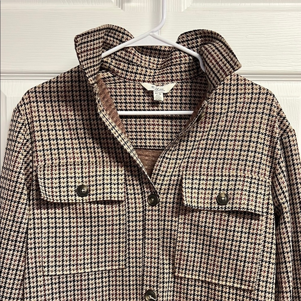 C By One Plaid Longline Shirt Jacket - Picture 2 of 5